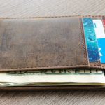 Wallets - Brown Leather Wallet and Us Dollar Banknote
